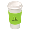 DA7437-NYC PLASTIC CUP WITH NEOPRENE SLEEVE-White cup with Lime Green sleeve